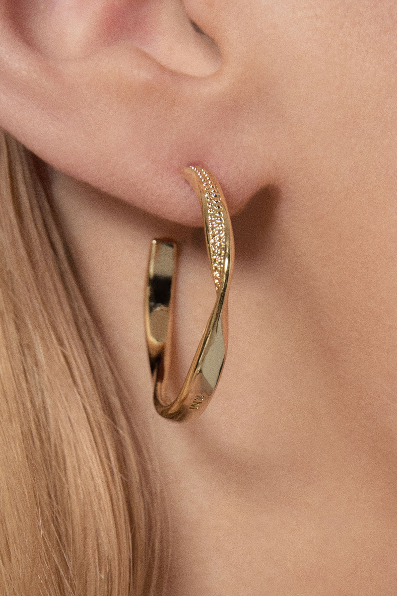 14kt Gold Plated Textured Twist Hoop Earrings 1