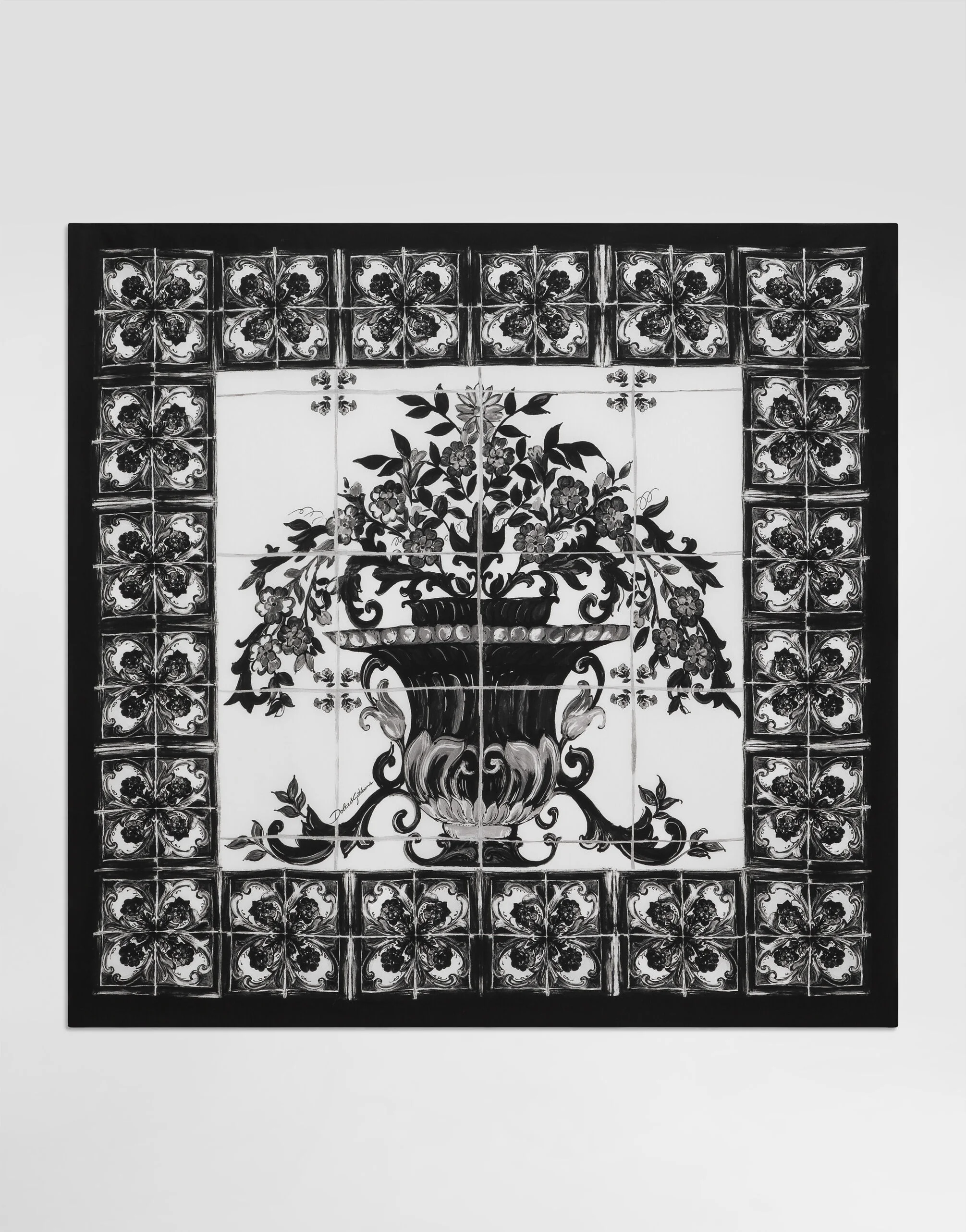 Majolica-print 70x70 silk scarf - 1