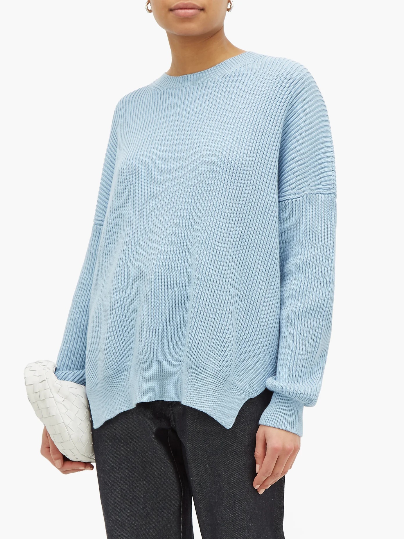 Dropped-shoulder ribbed cotton sweater - 6