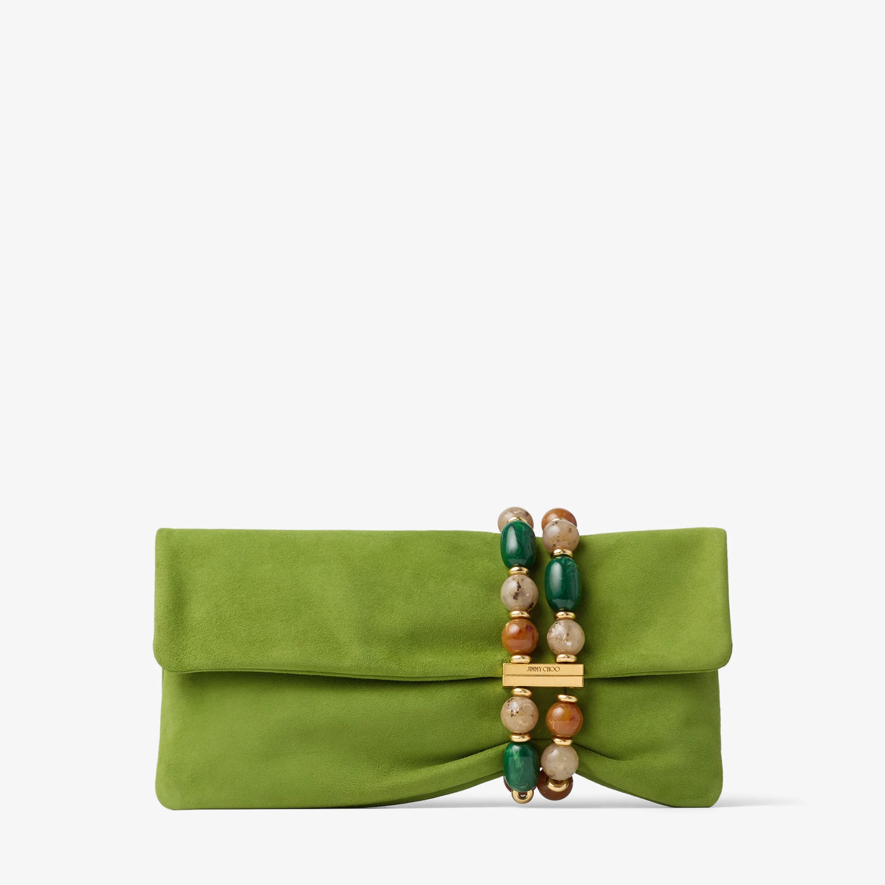 Zandra Clover Suede Clutch Bag with Beaded Bracelet - 1