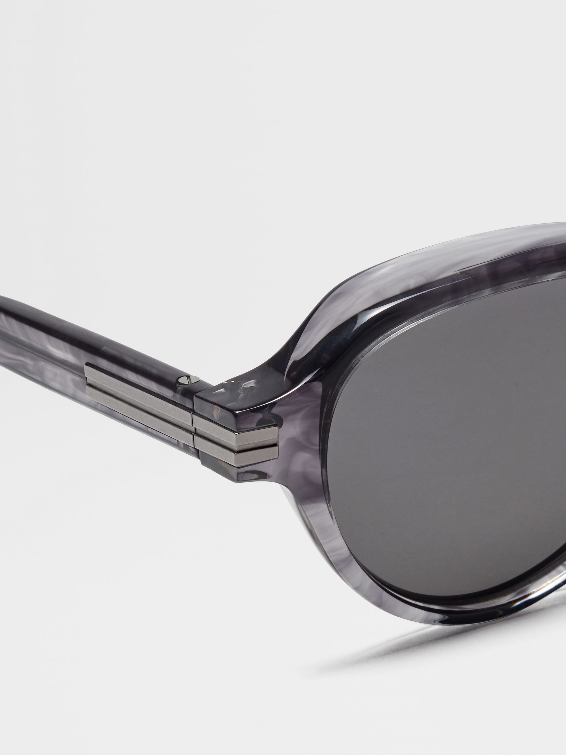 TRANSPARENT GREY HAVANA ACETATE SUNGLASSES - 2