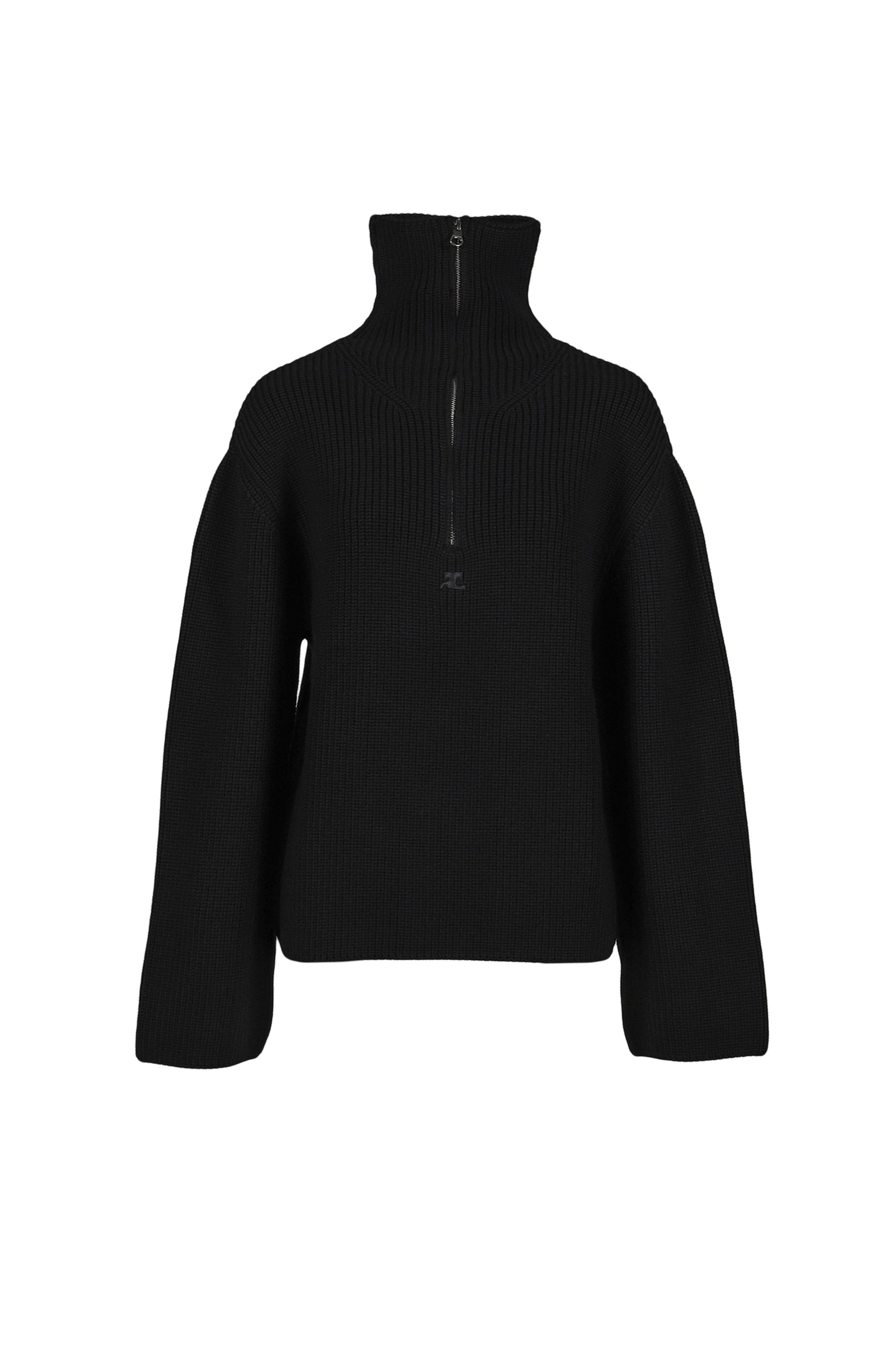 RIBBED WOOL TRUCKER SWEATER / BLK - 6