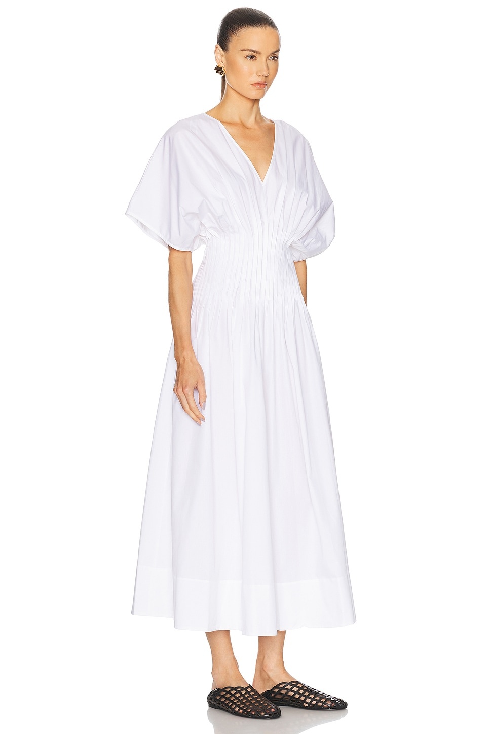 Poplin V Neck Dress - 2
