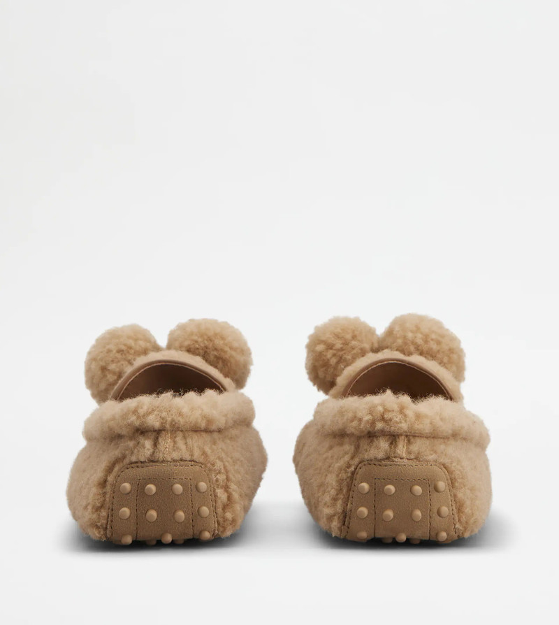 Tod's GOMMINO DRIVING SHOES IN WOOL - BEIGE outlook