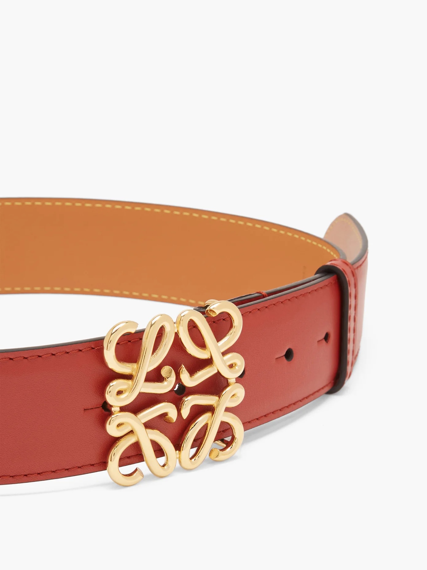 Anagram-buckle leather belt - 3