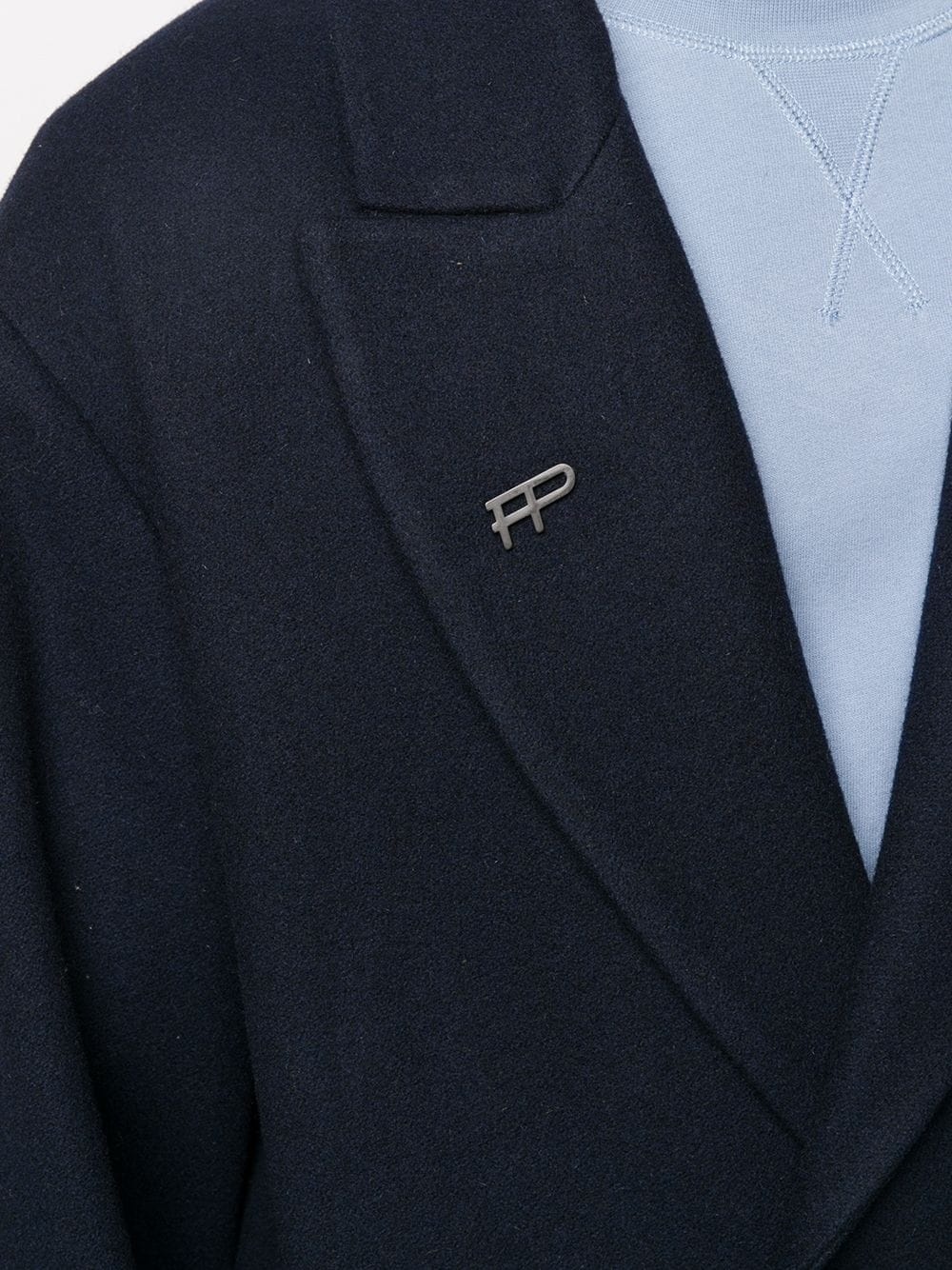 logo-patch double-breasted coat - 6