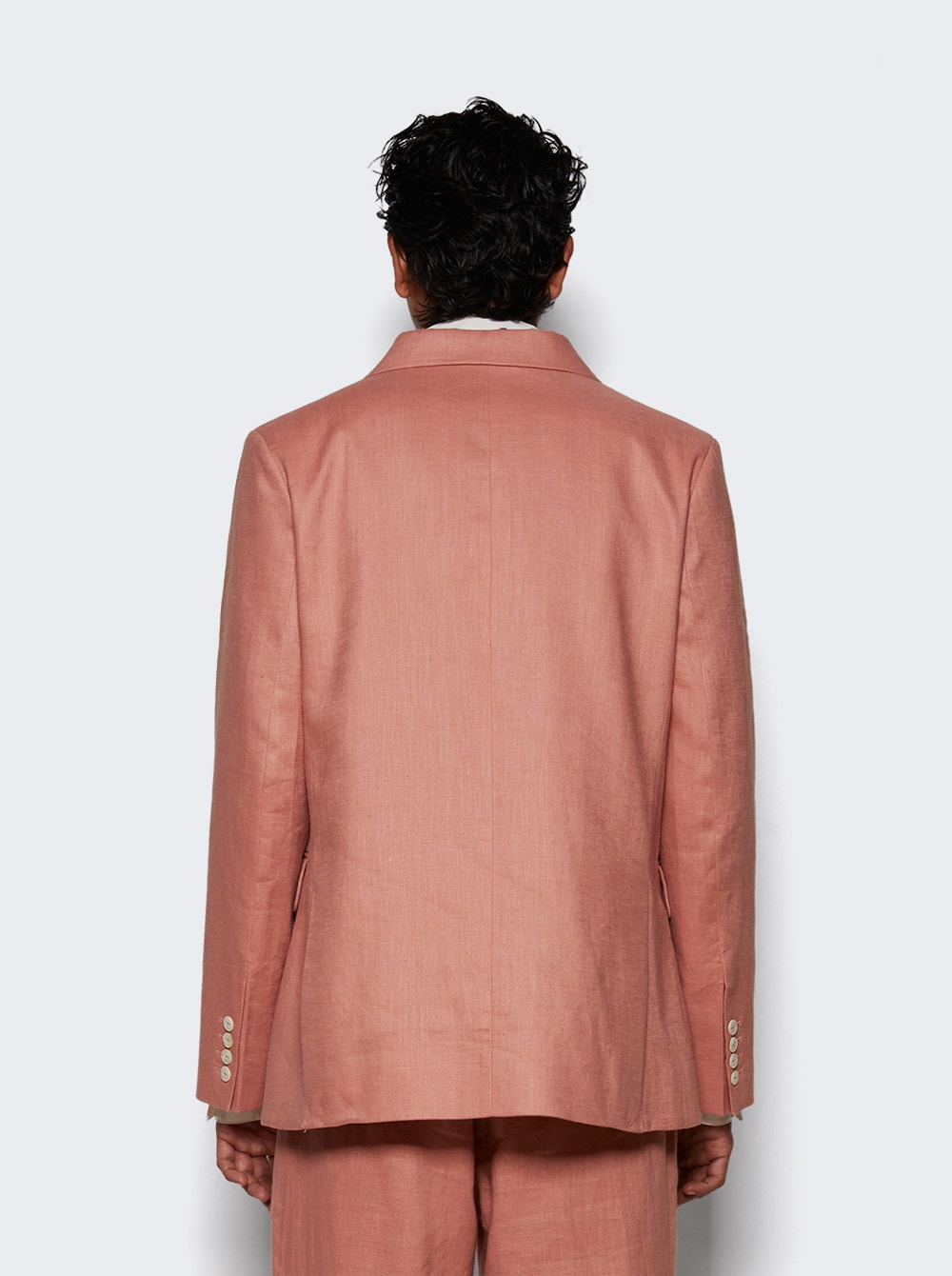 Lightweight Double-breasted Suit Jacket Pink - 4