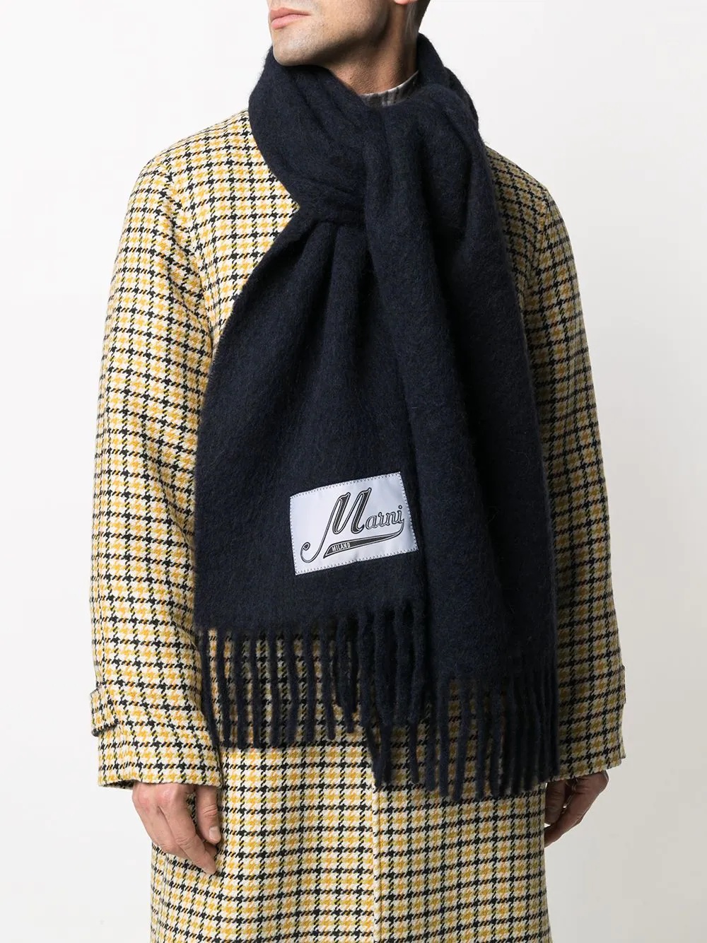 logo-patch fringe scarf - 2