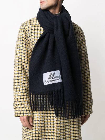 Marni logo-patch fringe scarf outlook