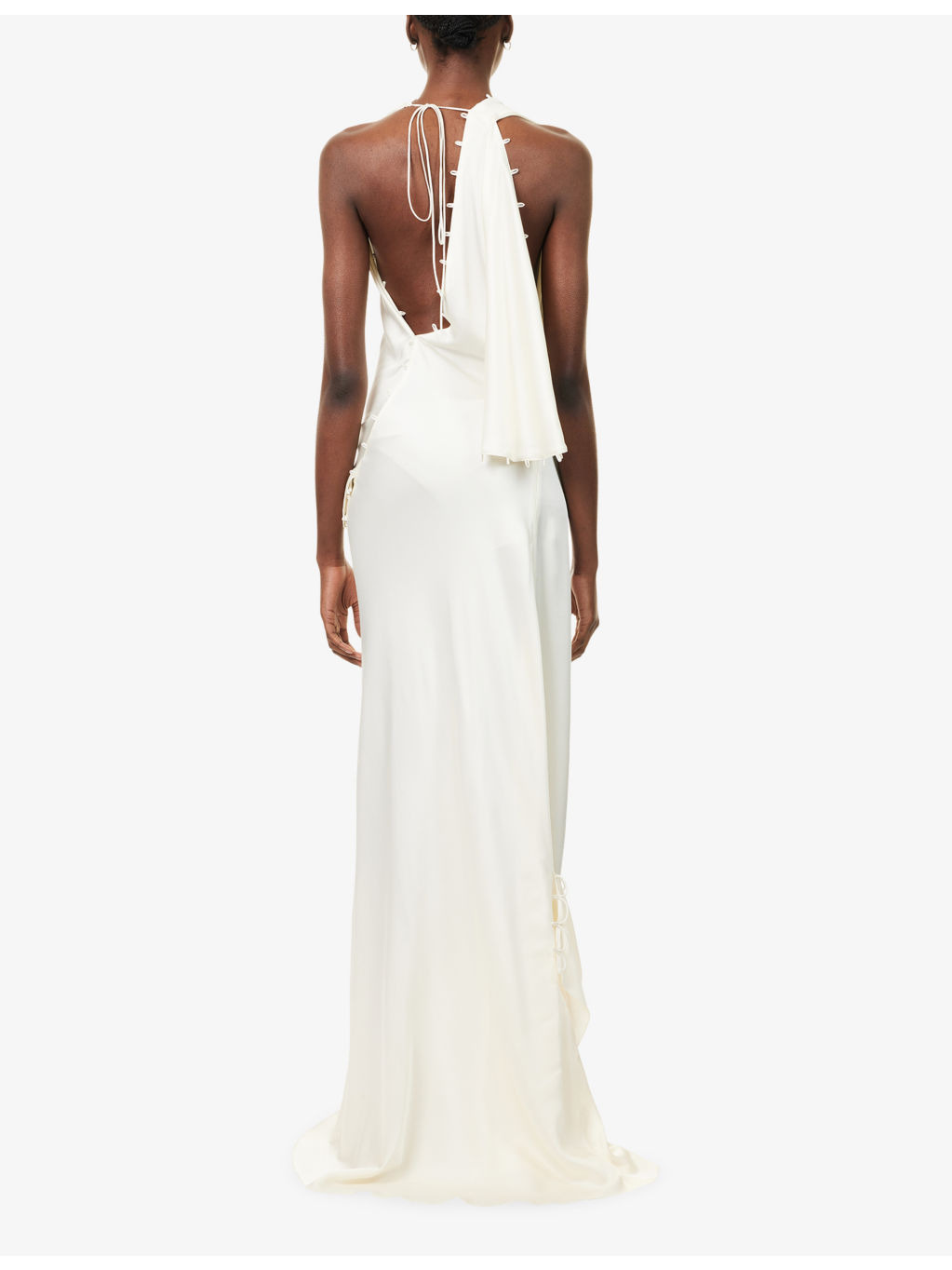 Rouleaux Draped Satin Maxi Dress - 4