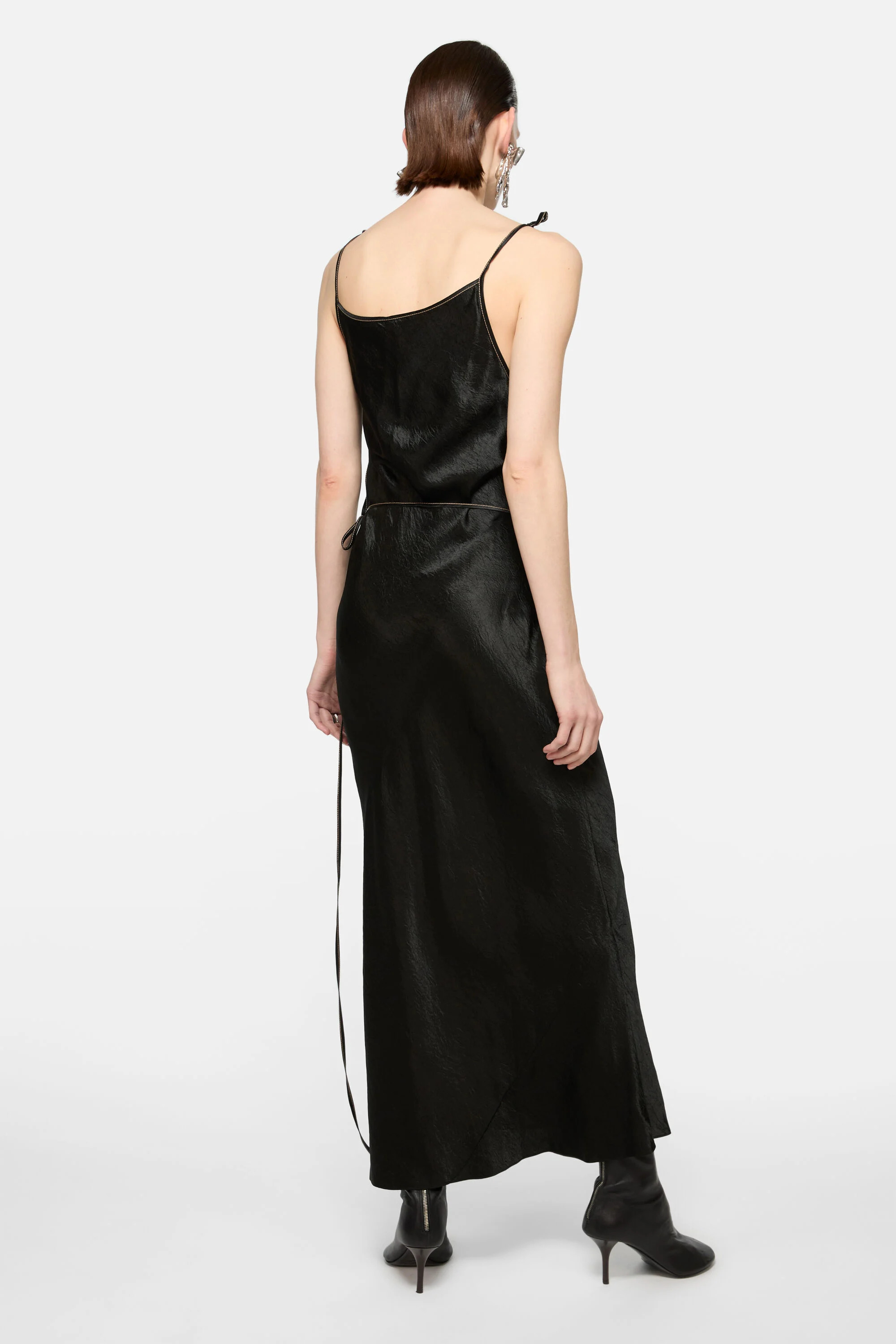 Satin dress - Black - 3