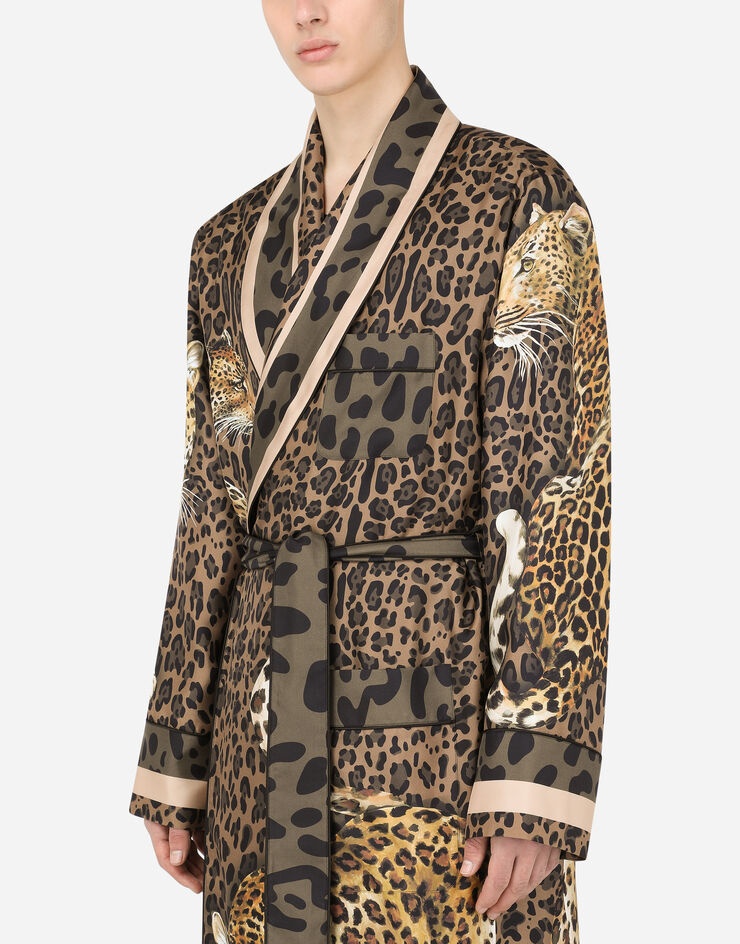 Leopard-print silk robe - 4