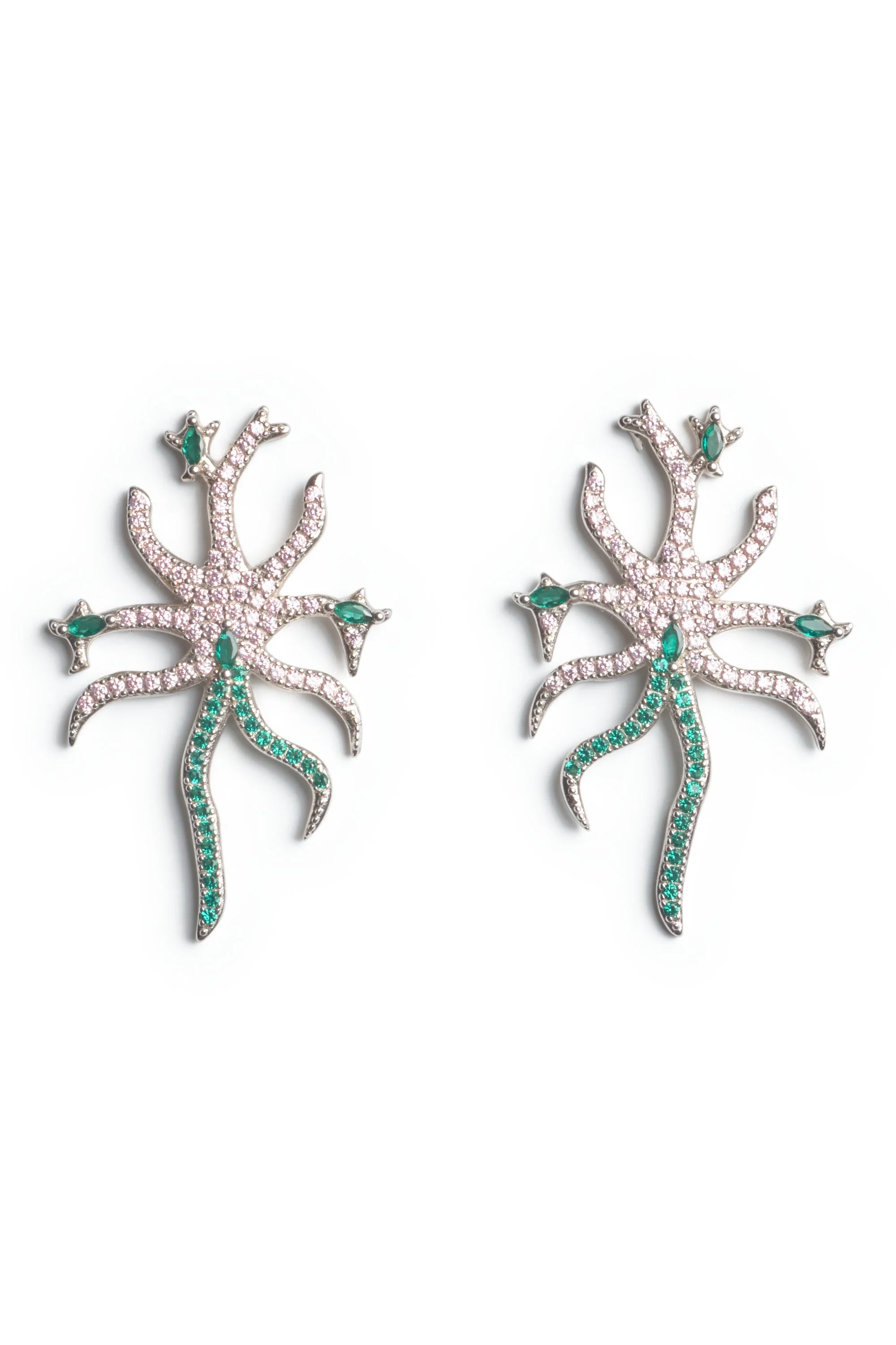 SOFT PINK EMERALD ETOILE EARRINGS - 1