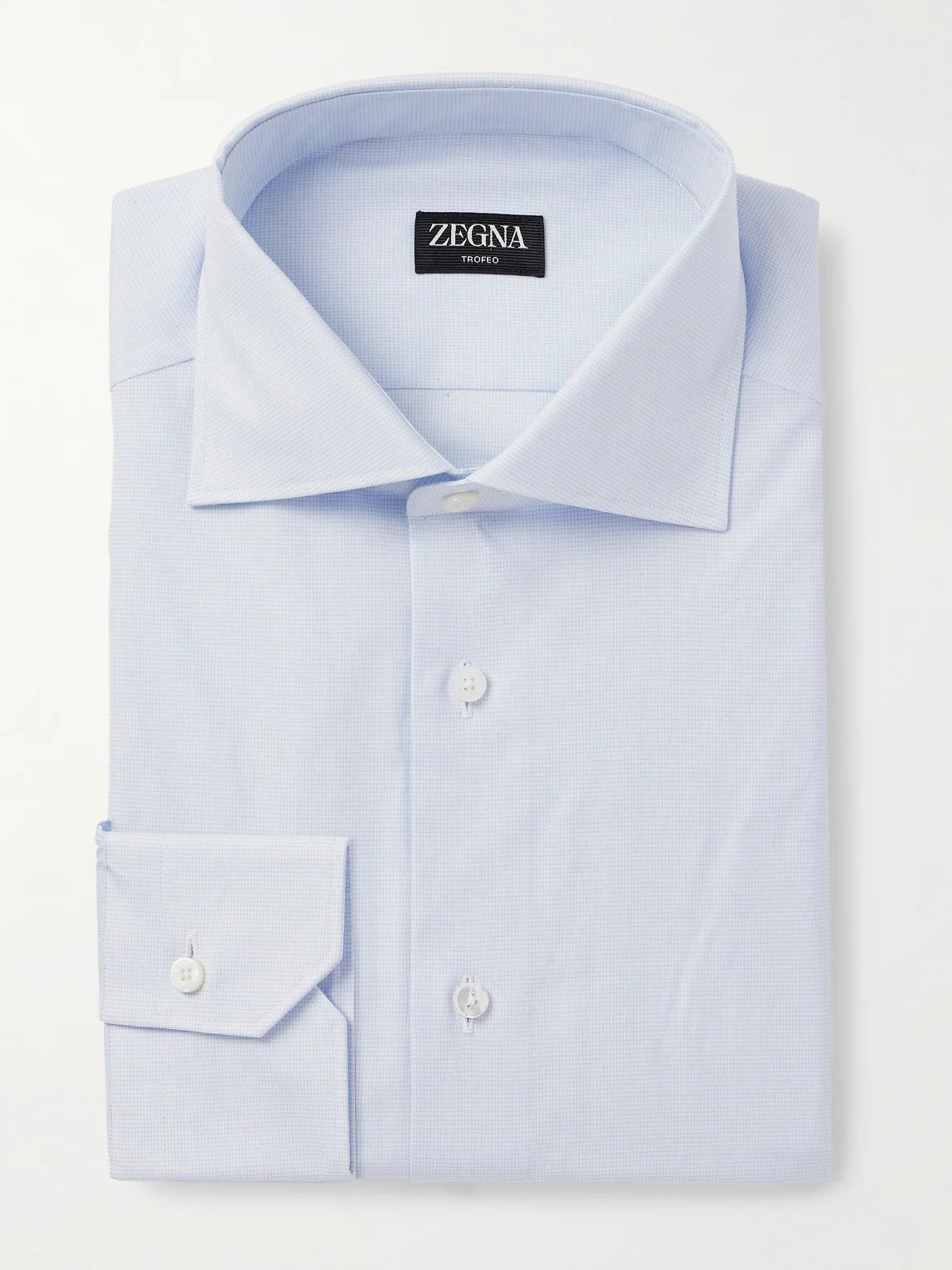 Cutaway-Collar Checked Cotton-Poplin Shirt - 1