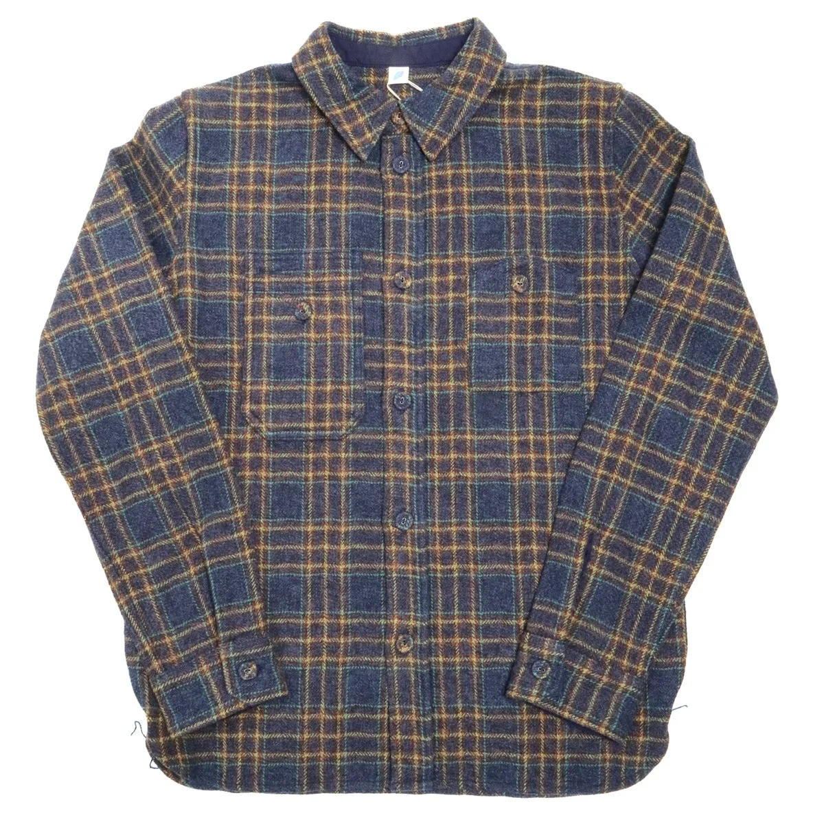 Cotton Tweed Check Double Pocket Shirt Navy - 1