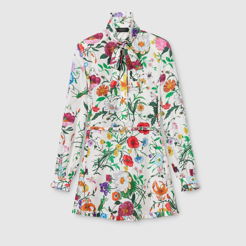 Printed silk twill dress 1