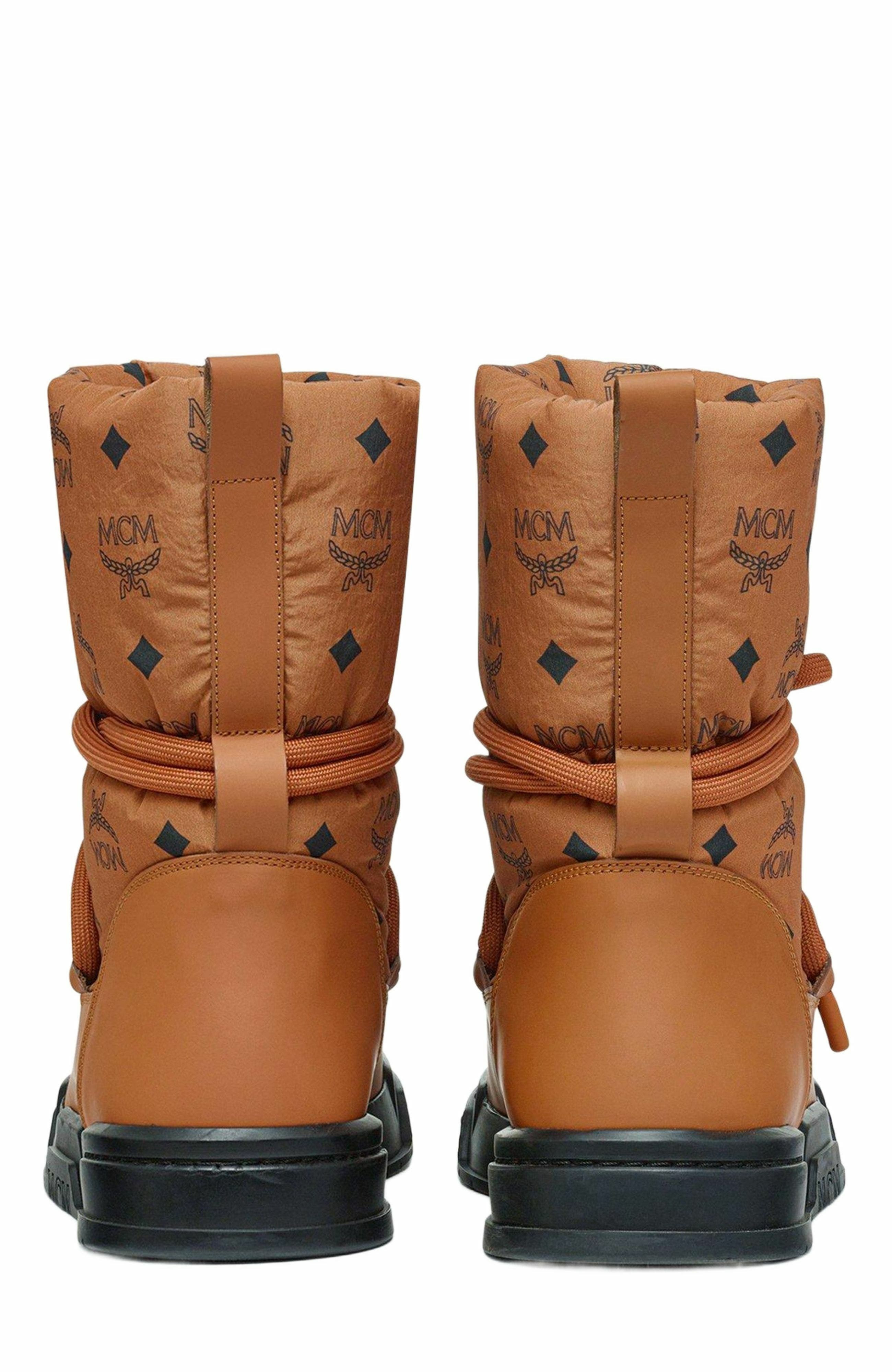 MCM Skyward Ankle Boots in Padded Monogram Nylon in Cognac at Nordstrom - 3