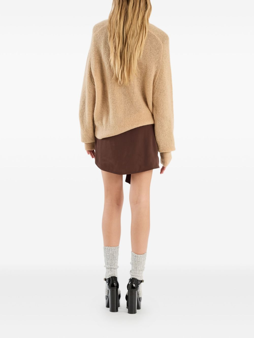 logo-label knitted sweater - 3