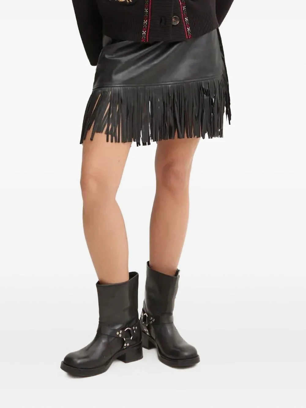 fringe-detail wrap skirt - 1