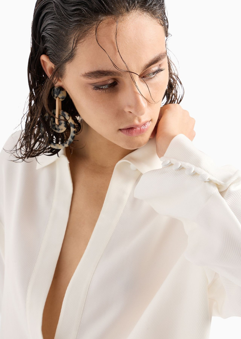 Cupro drill shirt with popover opening 5