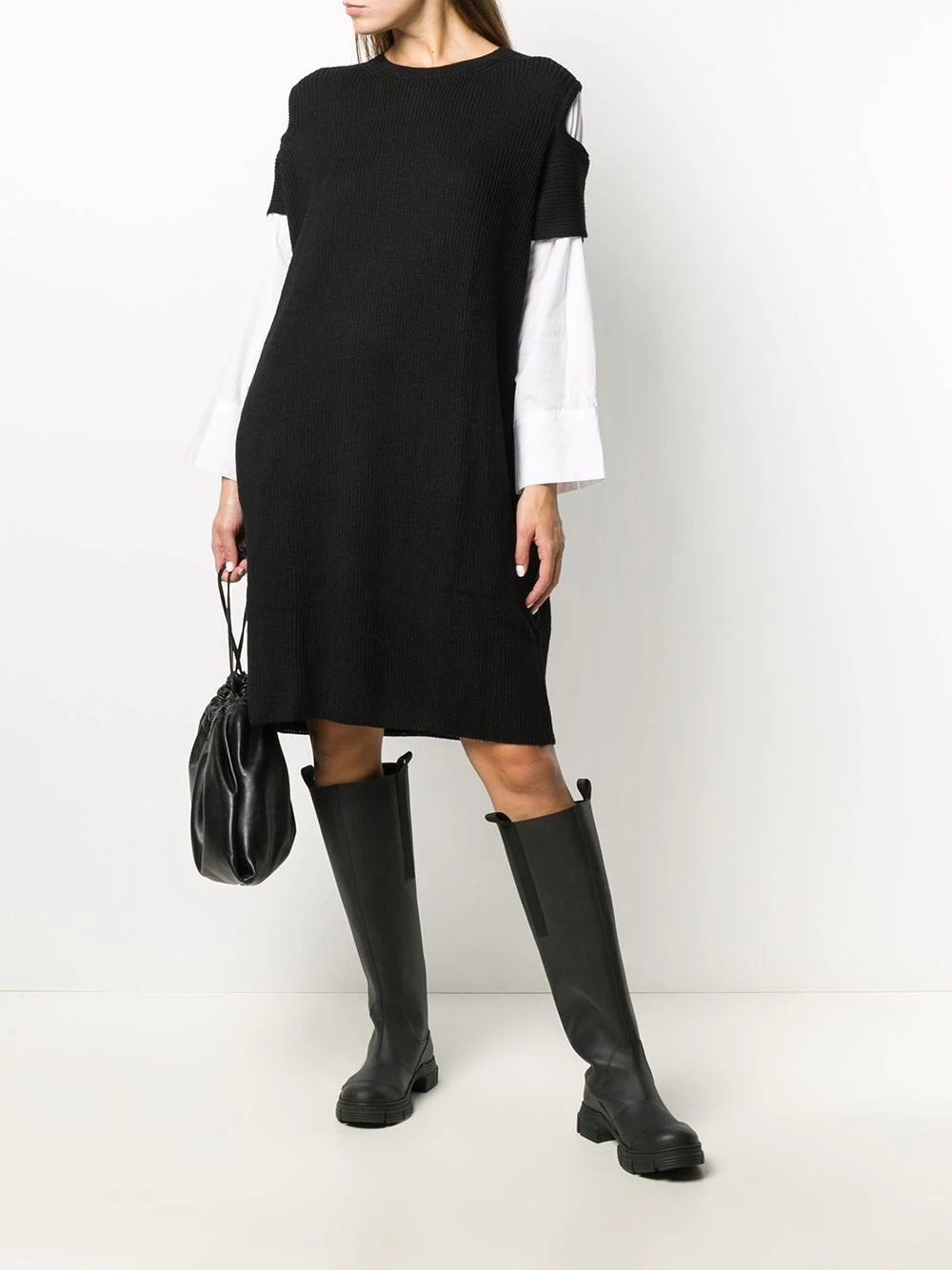 contrast-panel knit dress - 2