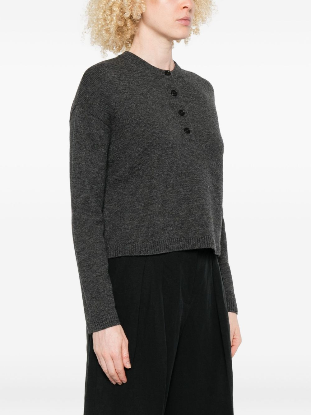 button-placket sweater - 3