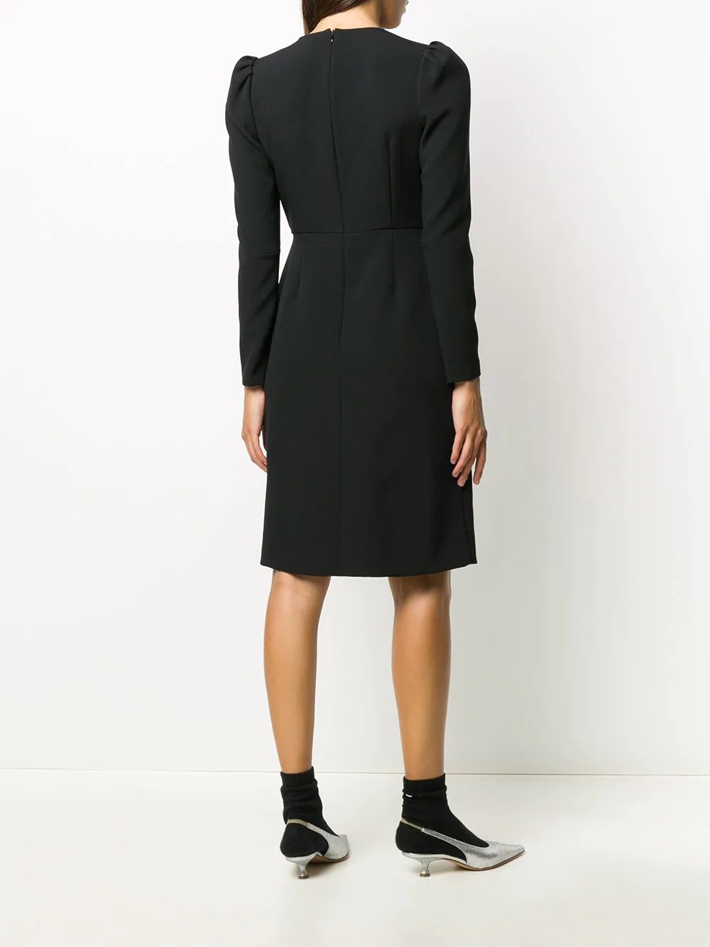 wrap-style long-sleeve dress - 4