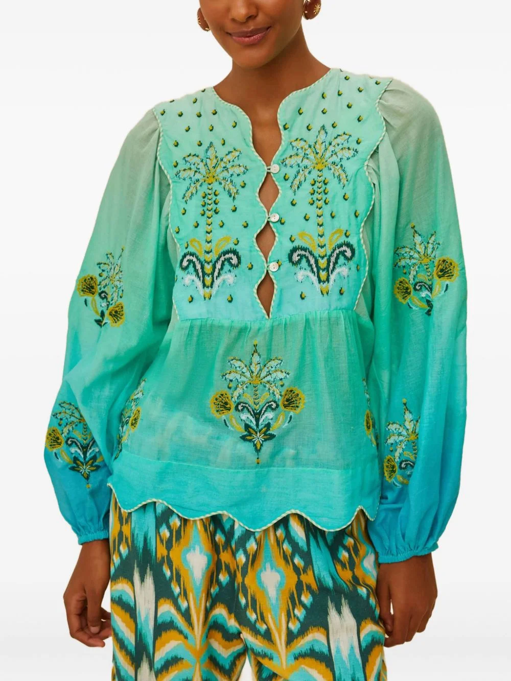 Palm Tree embroidered top - 1