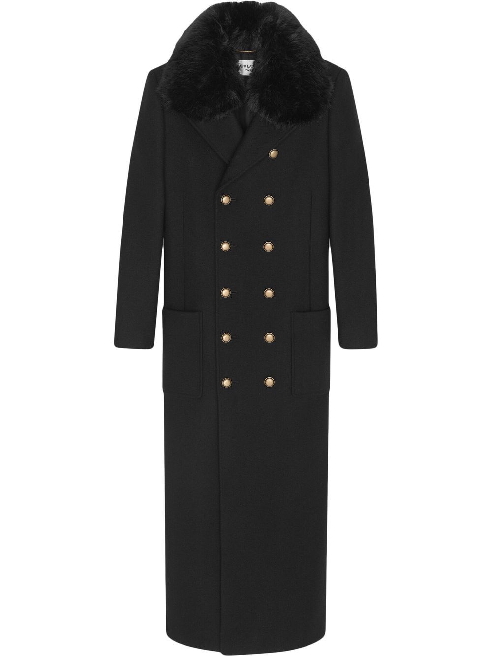 faux-fur trim double-breasted coat - 1
