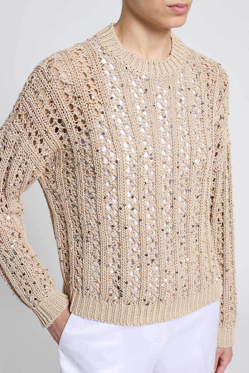 PESERICO Round Neck Sequin Sweater outlook