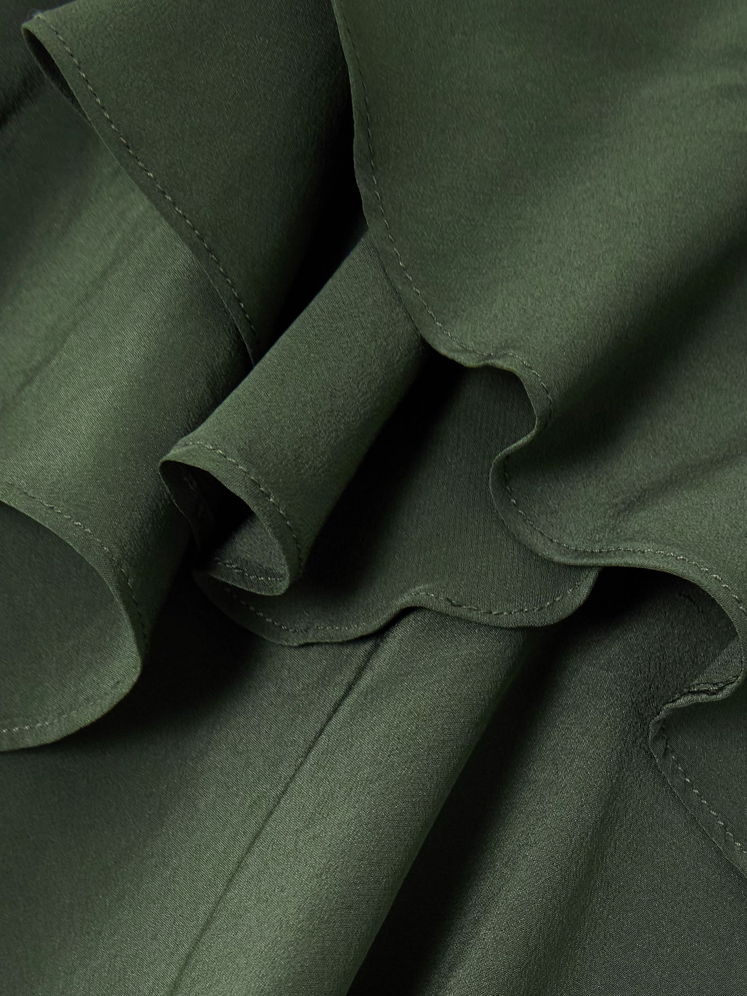 Liliana ruffled silk blouse Army green - 4