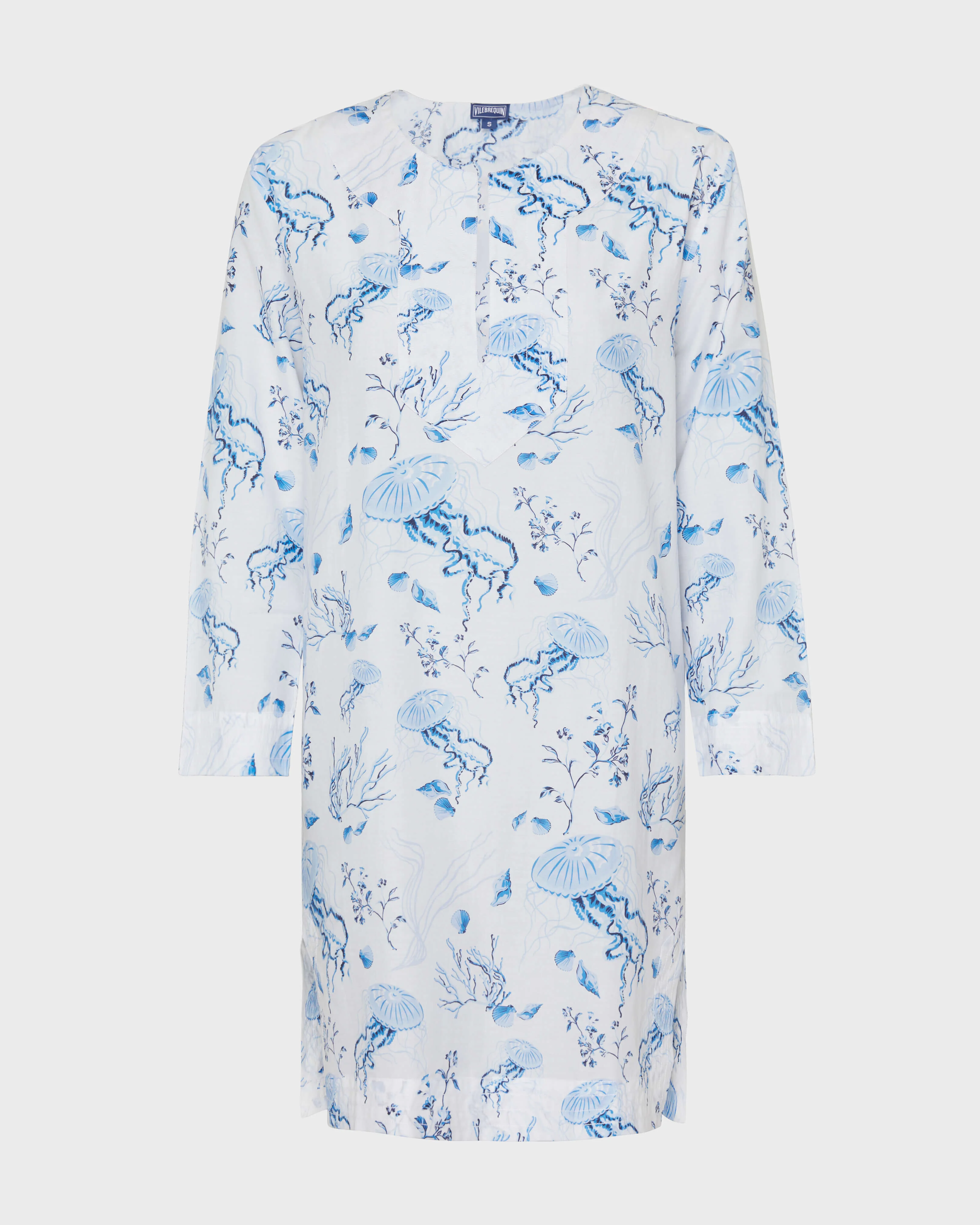 Women Cotton and Silk Kaftan Medusa and Shells - 1