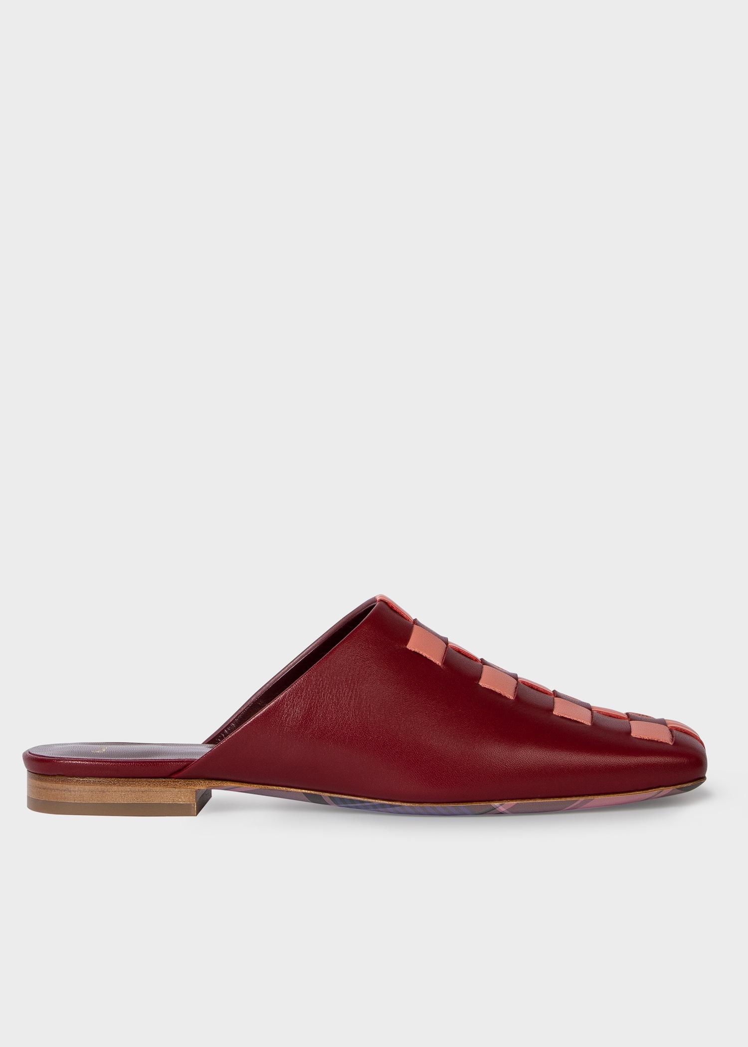 Women's Bordeaux 'Screen Check' 'Nata' Leather Mules - 1