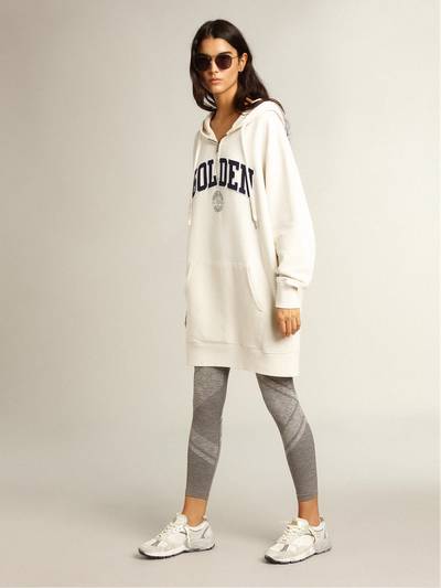 Golden Goose White sweatshirt dress with hood and Golden patch outlook