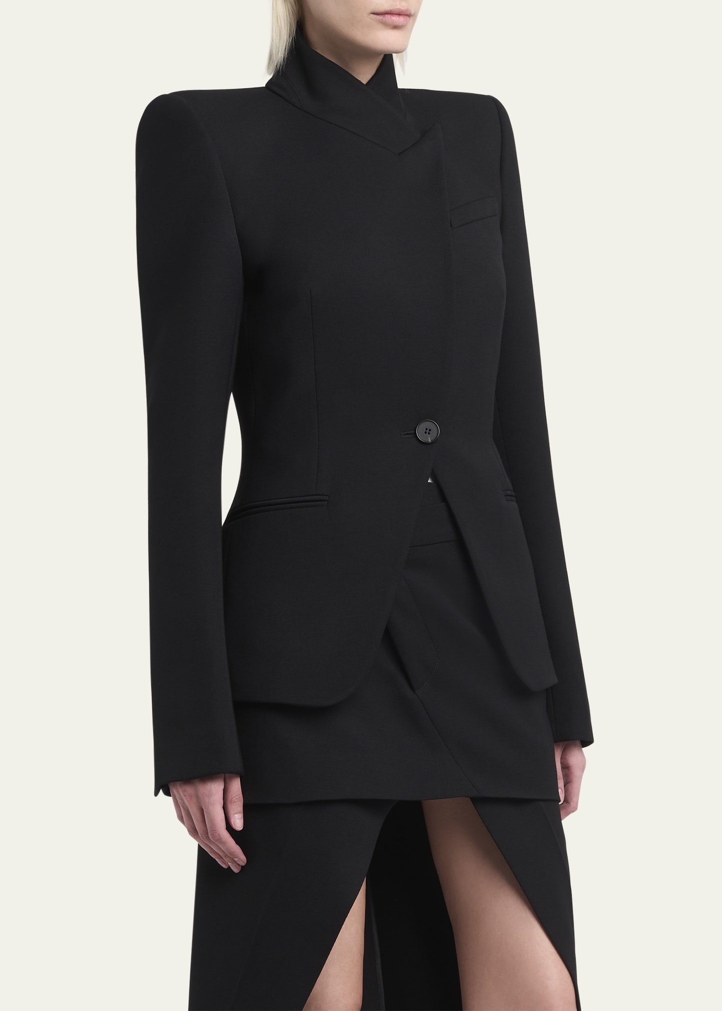 Structured Fitted Wool Blazer - 4