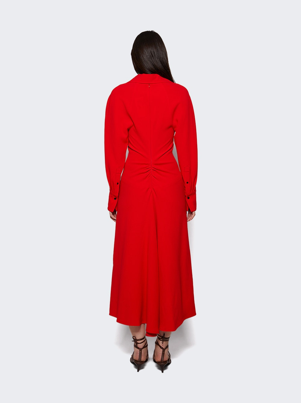 Long Sleeve Polo Collar Midi Tomato - 4