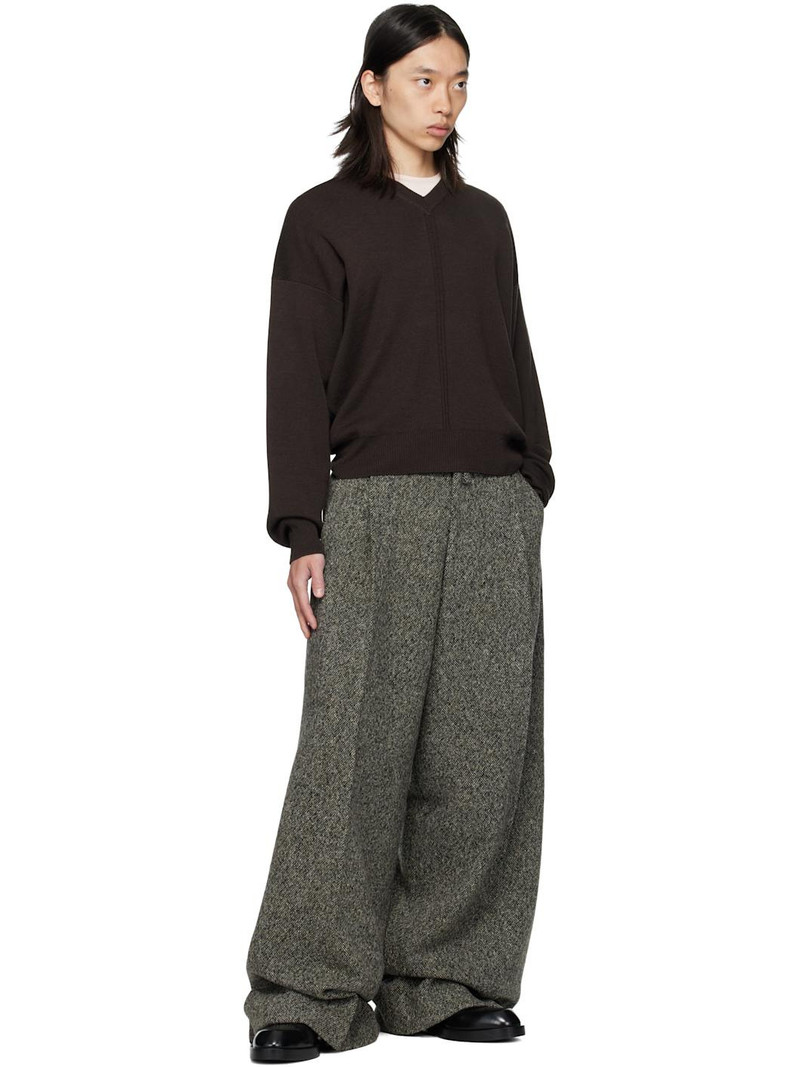 Dries Van Noten Gray & Brown Tailored Wool Trousers outlook