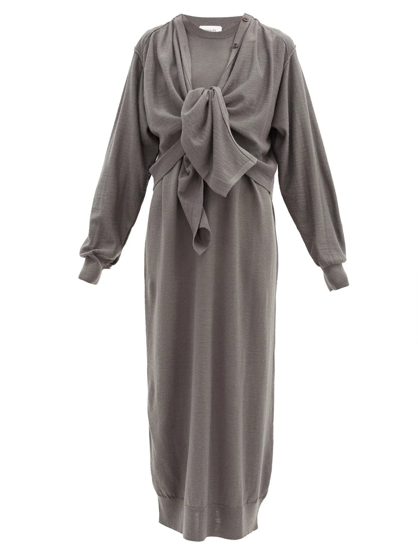 Layered wool-blend cardigan dress - 1