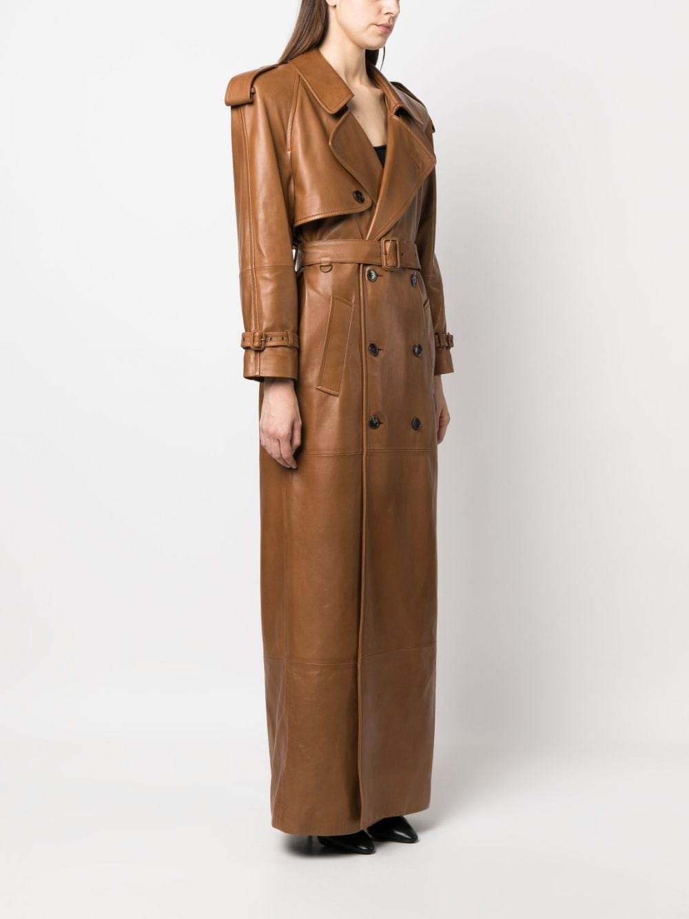 long leather trench coat - 3