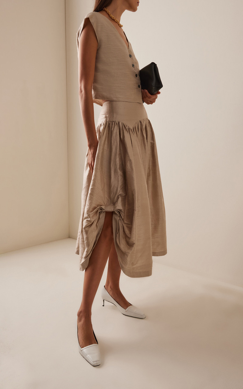 RACHEL COMEY Terra Silk-Chenille Skirt light grey outlook