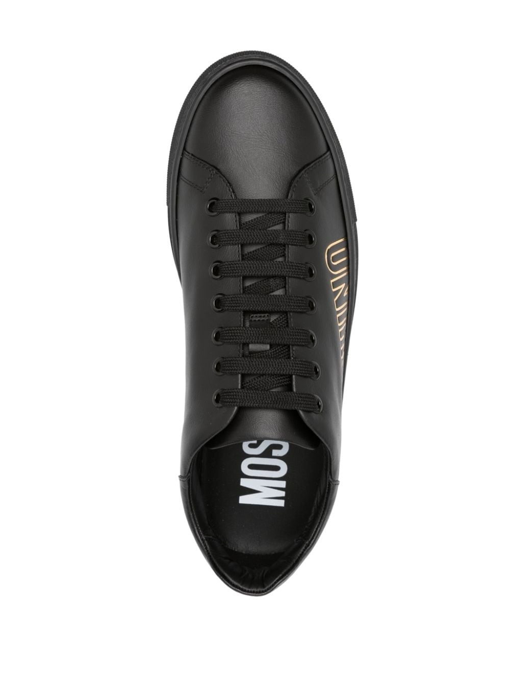 logo-embossed leather sneakers - 4