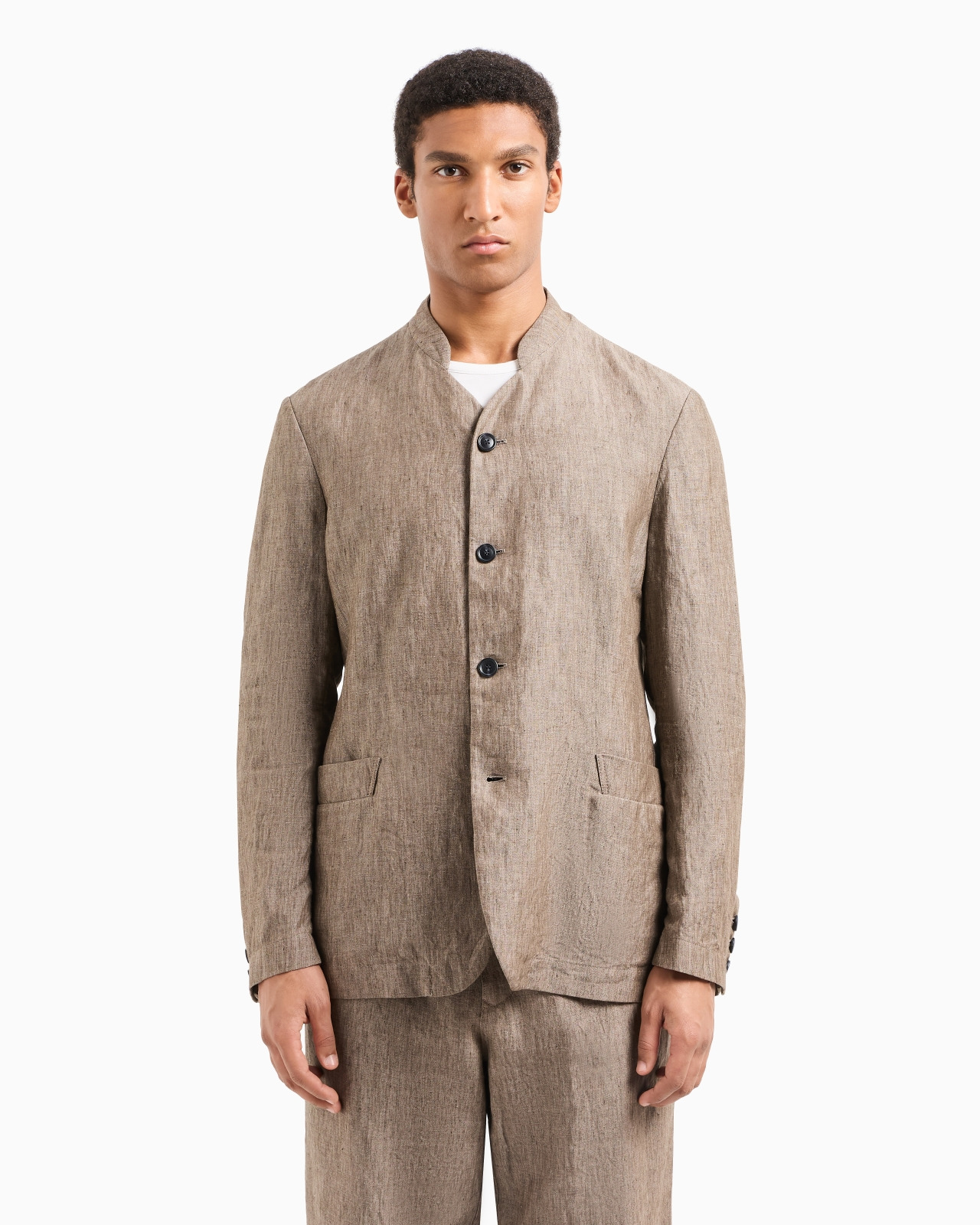 SINGLE-BREASTED JACKET IN FADED LINEN CHAMBRAY - 4