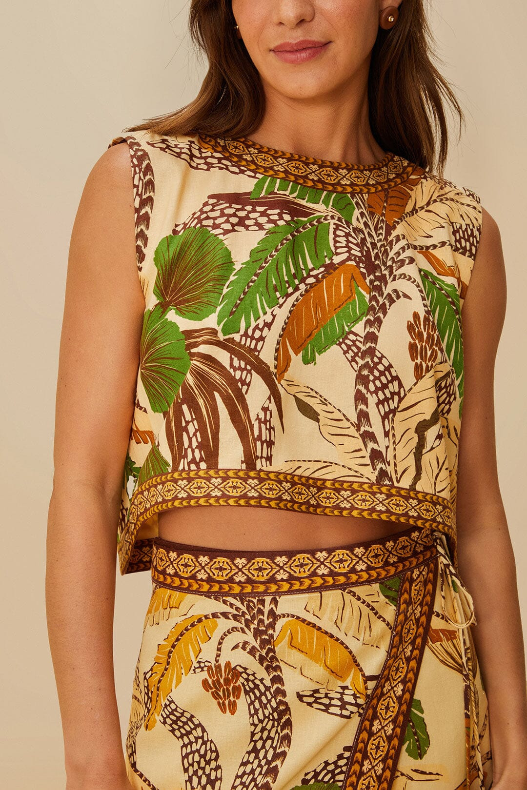Sand Foliage Sketch Lenzing™ Ecovero™ Euroflax™ Blouse - 3