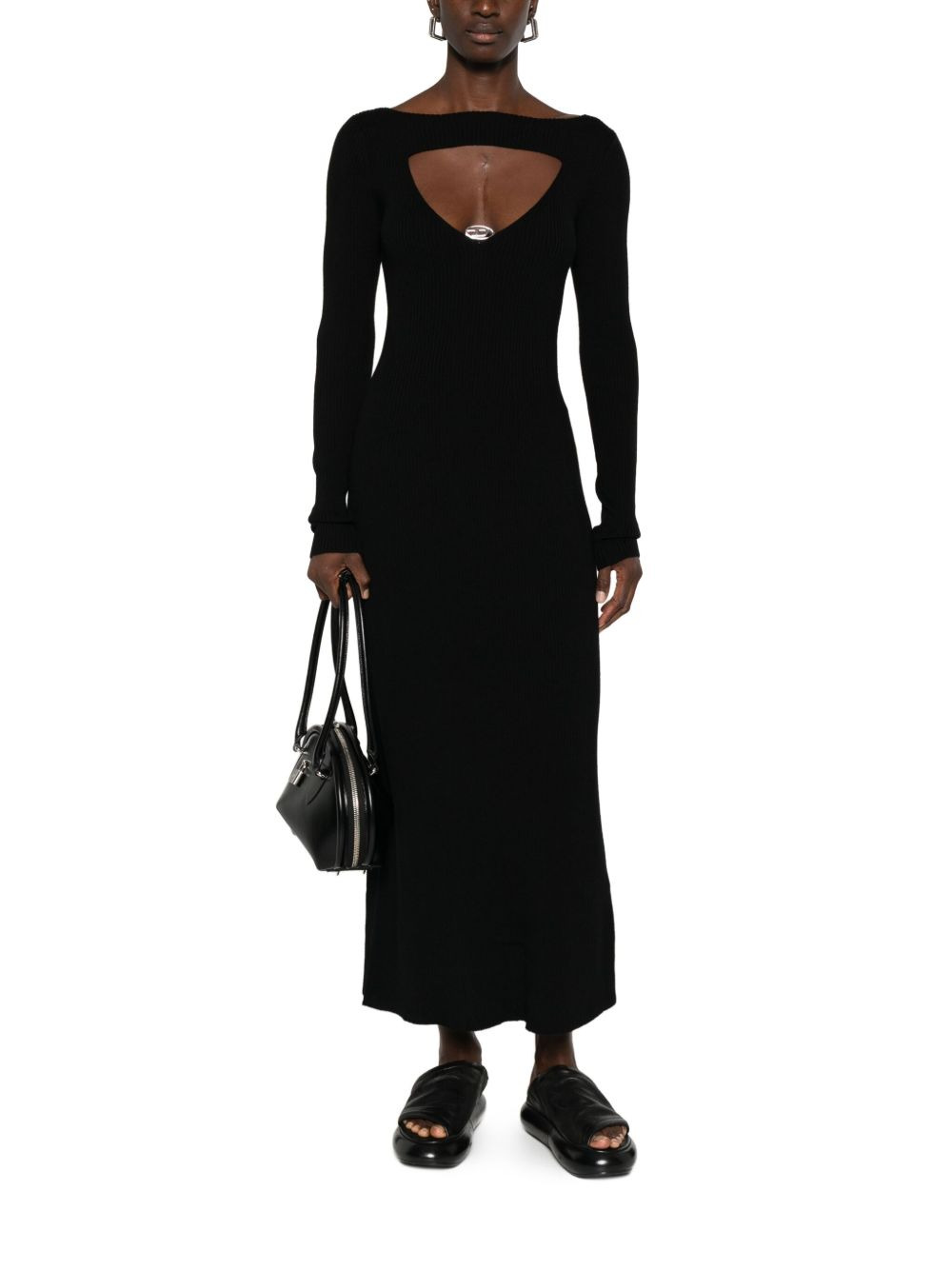 logo-embellished long-sleeve midi dress - 2
