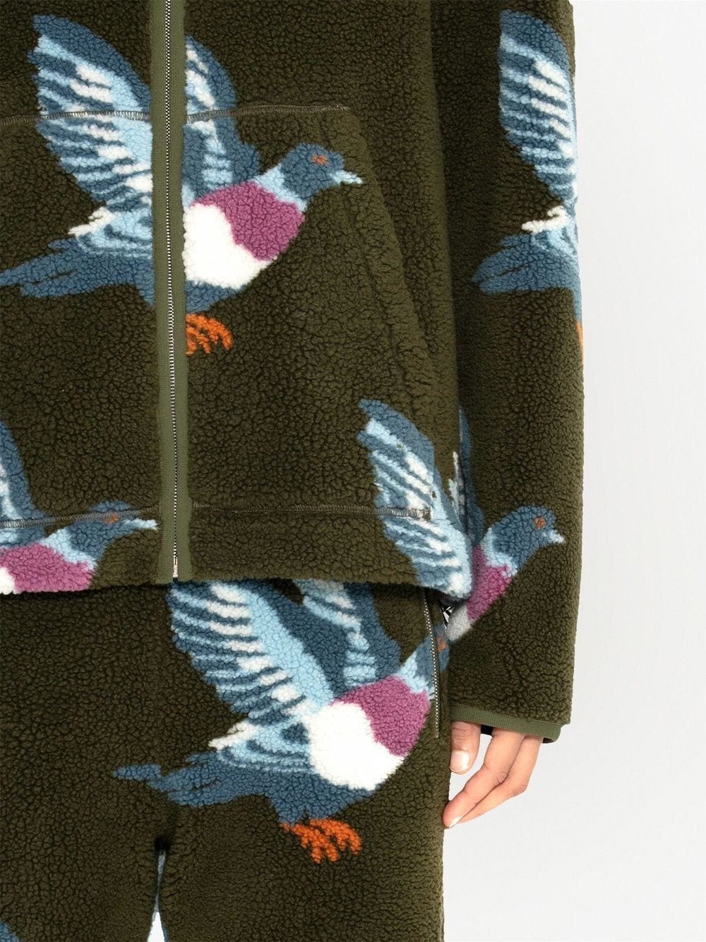 pigeon-pattern zip-fastening hoodie - 5