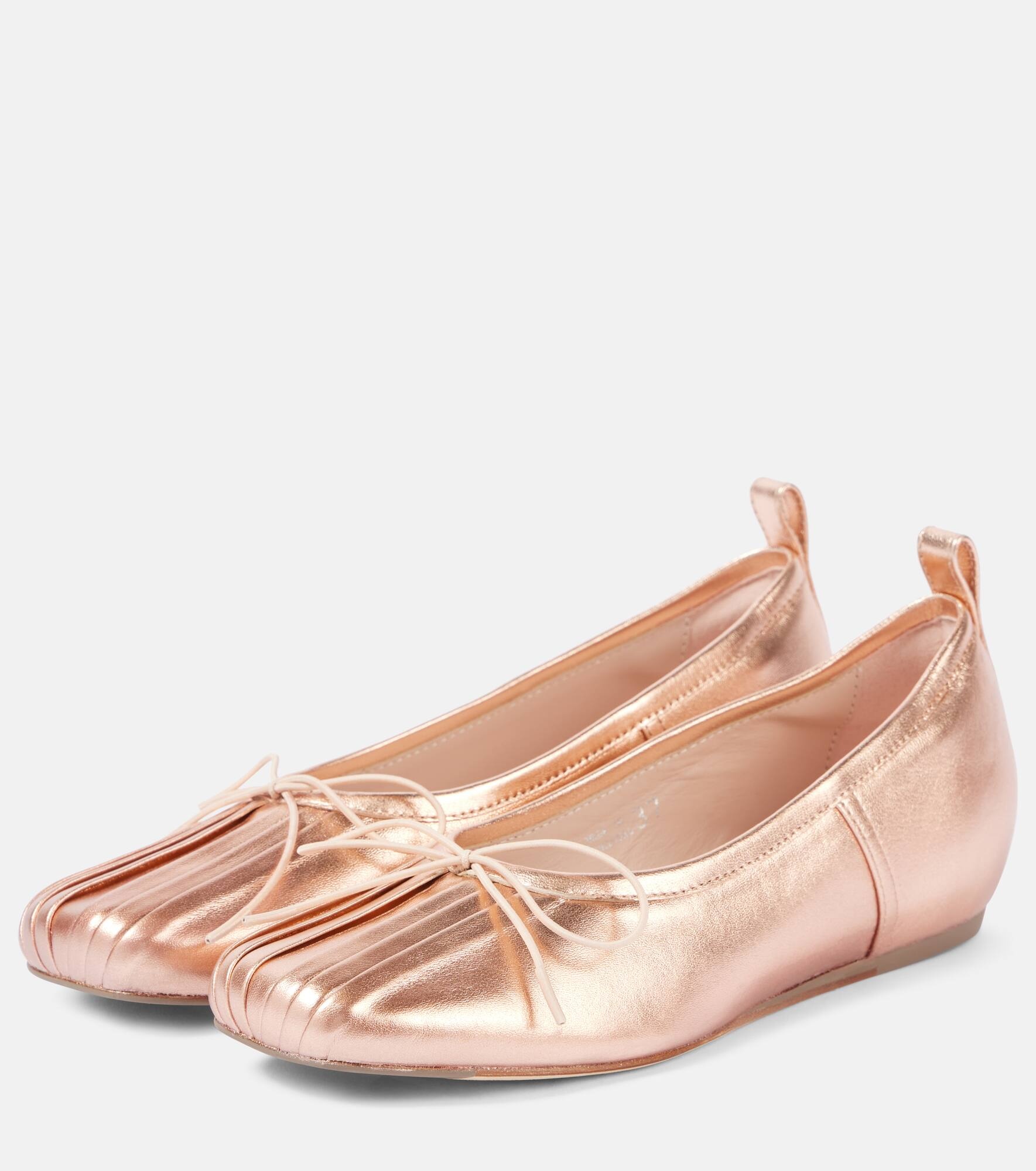 Classic pleated leather ballet flats - 5