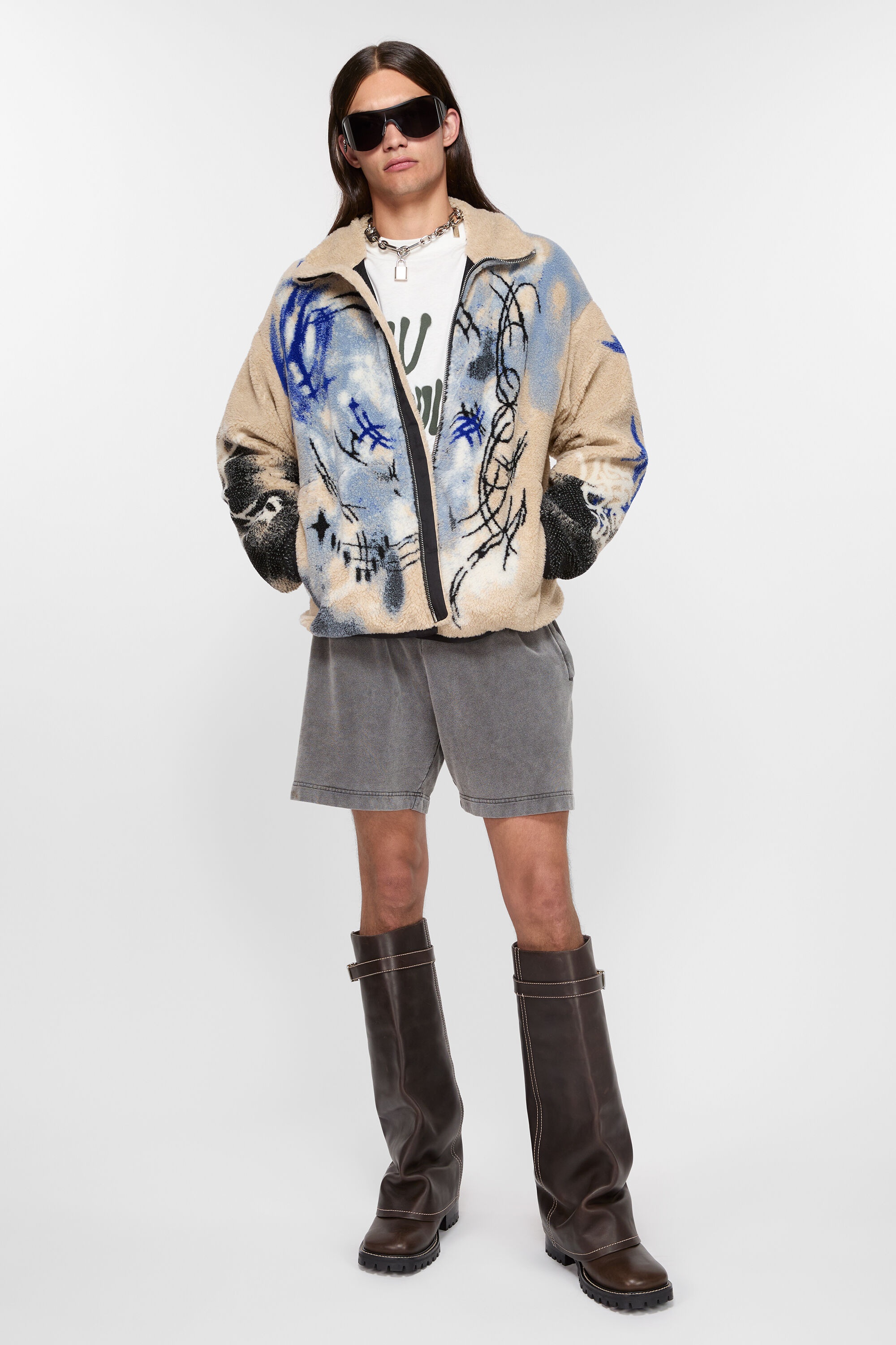 Teddy jacquard jacket - Beige - 5