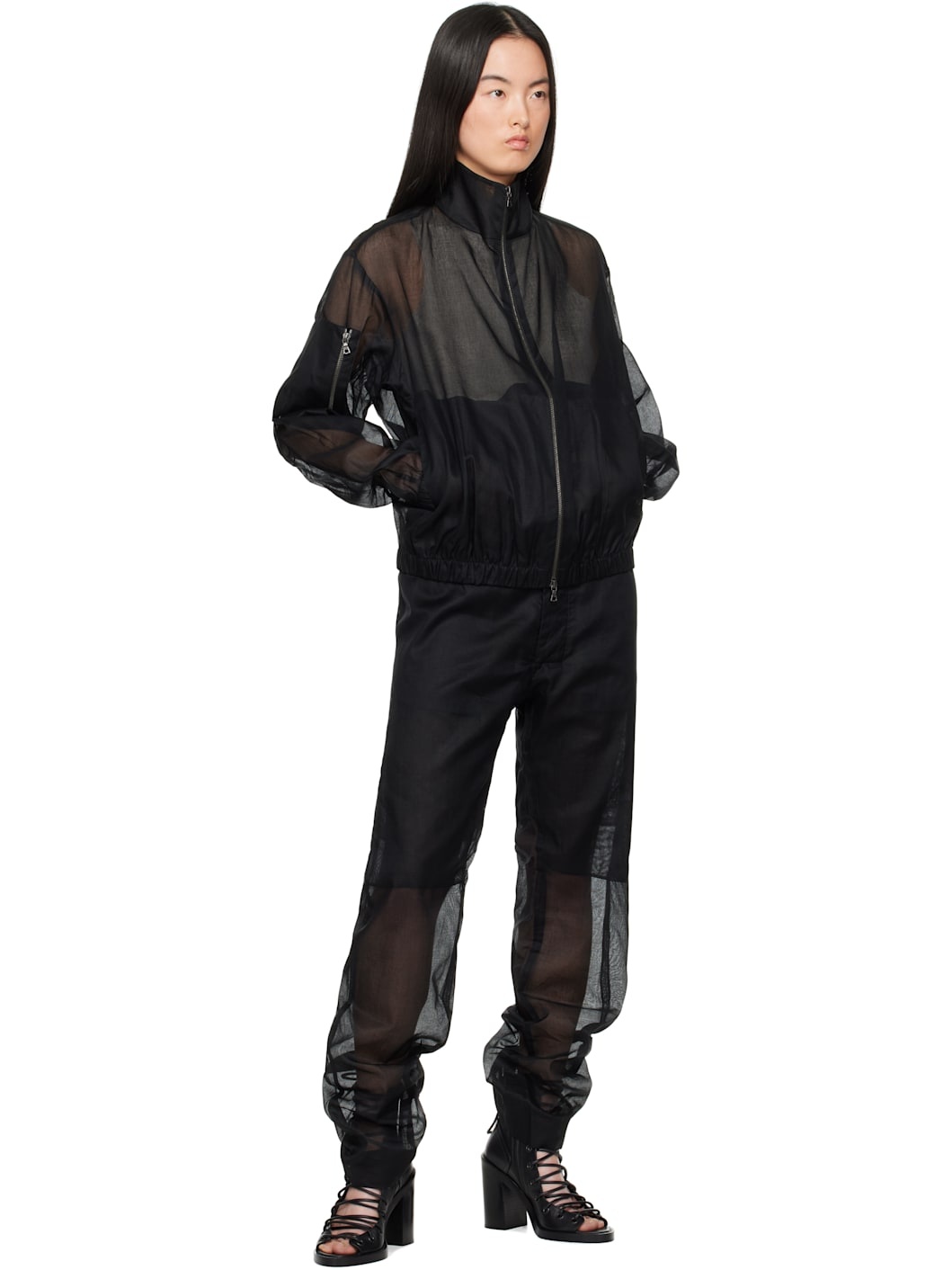 Black No.205 Taffeta Trousers - 4