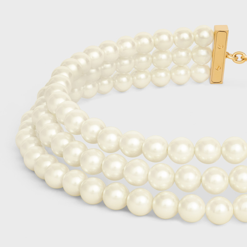 CELINE Les Perles Celine Necklace in Resin Pearls, Brass with Gold Finish and Steel outlook
