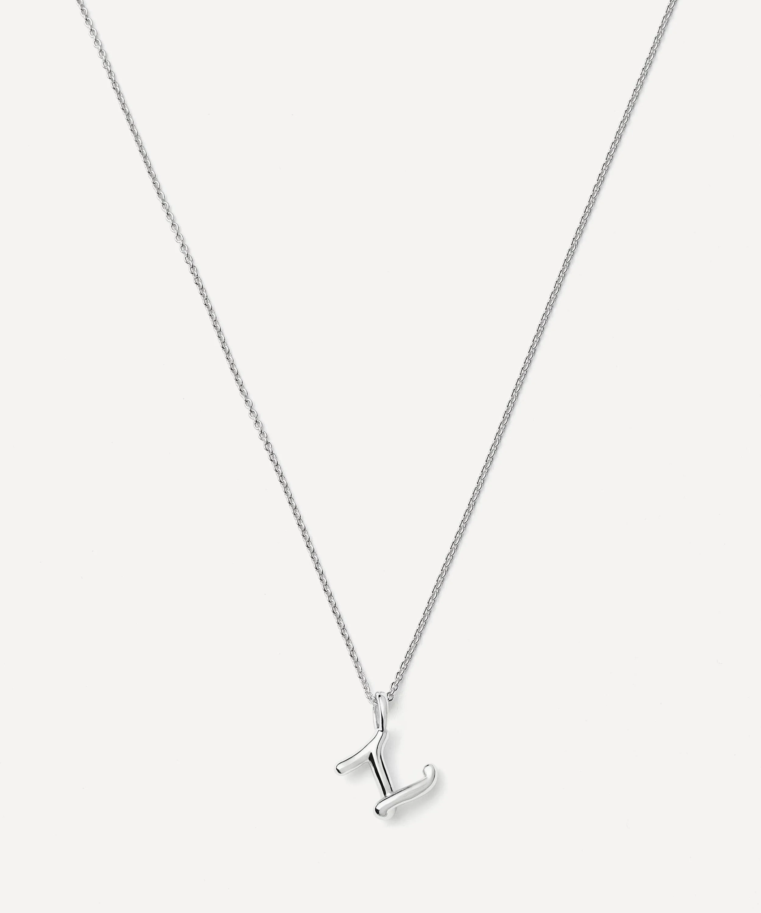 Sterling Silver Curly Molten Mini Z Initial Pendant Necklace - 1